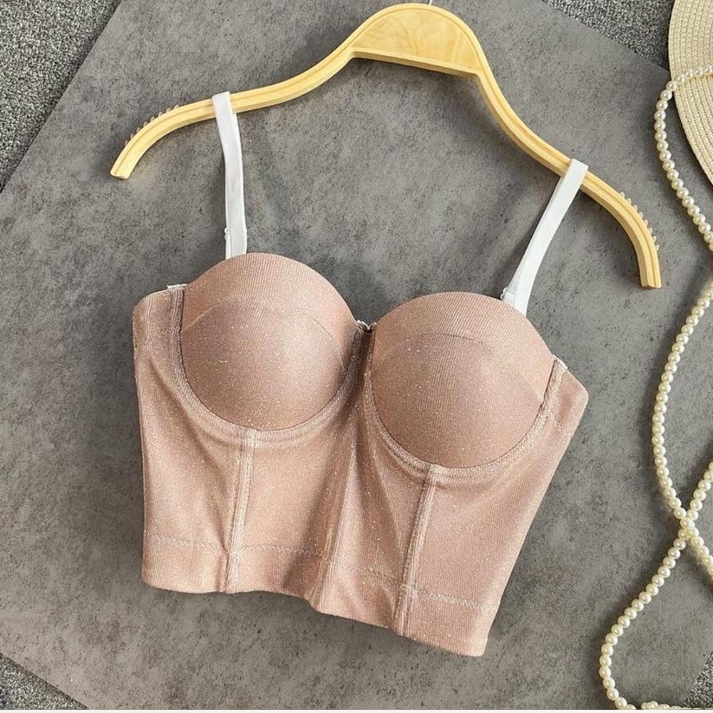 Sparkly pink bustier top